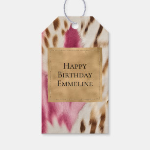 Stylish Girly Pink Gold White Zebra Gift Tags
