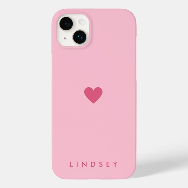 Stylish Girly Pink Heart and Name Case-Mate iPhone Case (Back)