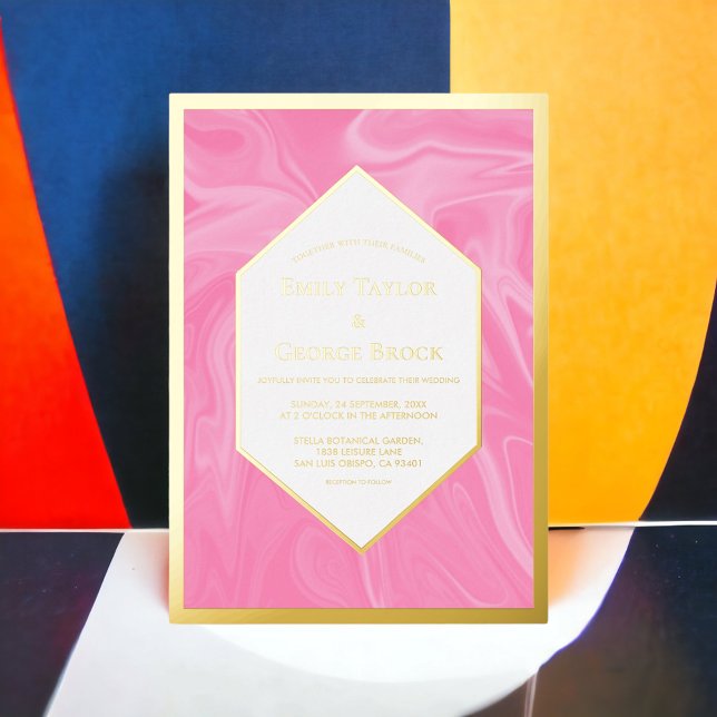 Stylish Girly Pink Minimal Abstract Wedding Gold (Creator Uploaded)