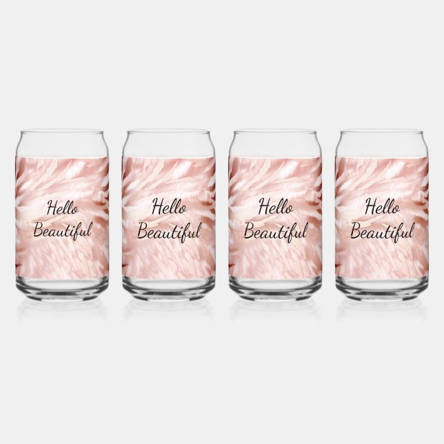 Stylish Girly Pink Rose Gold Zebra Glam Glitz  Can Glass (Front)