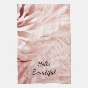 Stylish Girly Pink Rose Gold Zebra Glam Glitz  Kitchen Towel