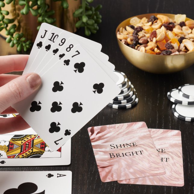 Stylish Girly Pink Rose Gold Zebra Glam Glitz  Playing Cards (In Situ)
