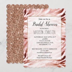 Stylish Girly Pink Rose Gold Zebra Glitz Invitation