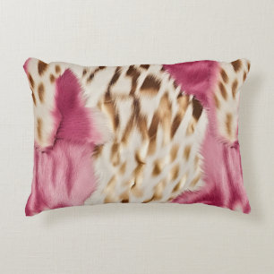 Stylish Girly Pink White Gold Zebra Accent Pillow