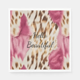 Stylish Girly Pink White Gold Zebra Napkin