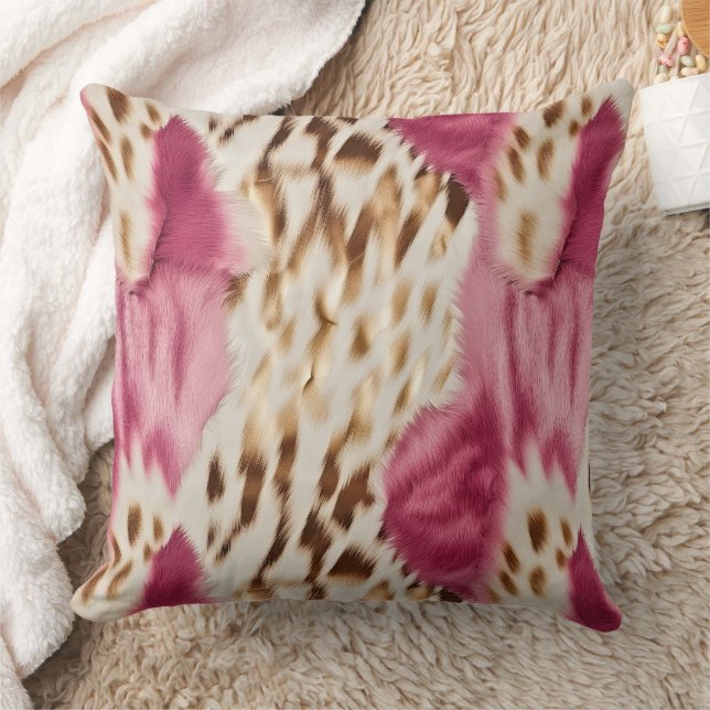 Stylish Girly Pink White Gold Zebra Throw Pillow (Blanket)