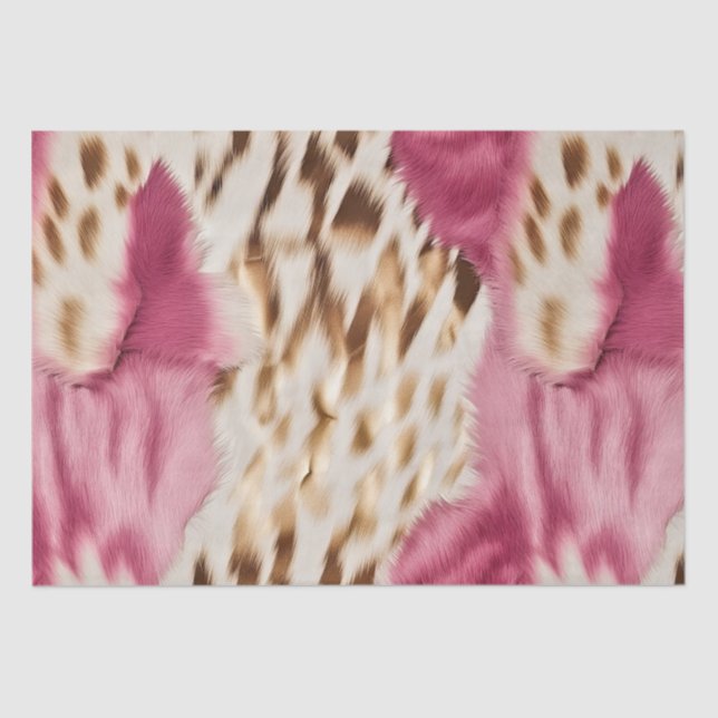 Stylish Girly Pink White Gold Zebra Tissue Paper (Front)