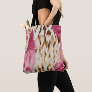 Stylish Girly Pink White Gold Zebra Tote Bag