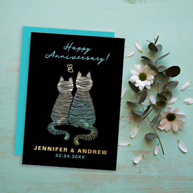 Stylish Glam Cute Anniversary Gradient Blue Cats  (Creator Uploaded)