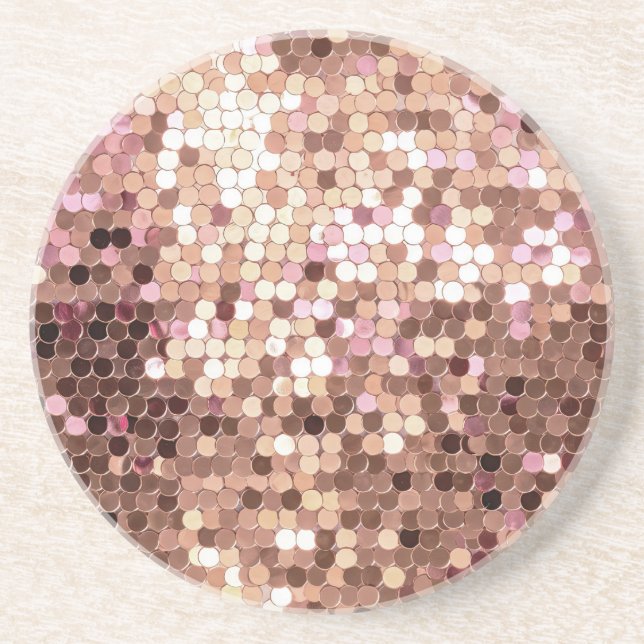 Stylish Glam Rose Gold Blush Pink Confetti Coaster (Front)