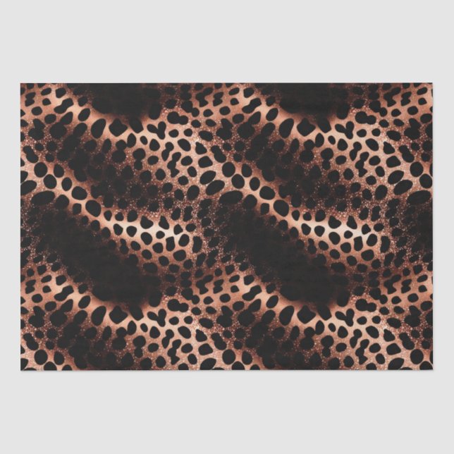 Stylish Glam Rose Gold Blush Pink Leopard Sparkle Tissue Paper (Front)