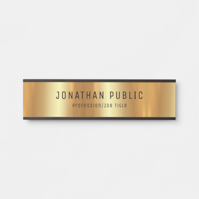 Stylish Glamour Black And Gold Template Luxurious Door Sign (Front)