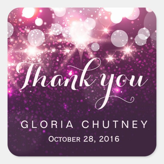 Stylish Glamour Pink Glitter Sparkles - Thank You Square Sticker
