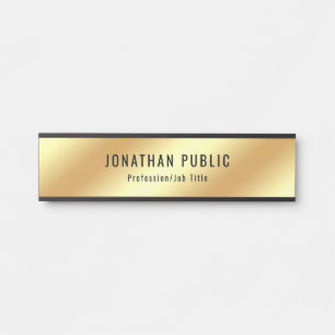 Stylish Glamourous Faux Gold Modern Template Door Sign