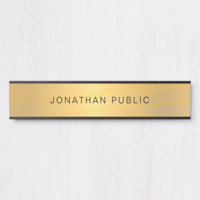 Stylish Glamourous Gold Simple Template Modern Door Sign (Front)