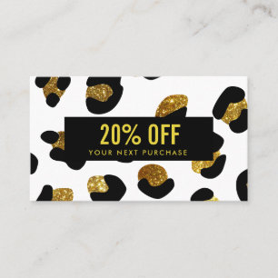 Stylish Glitter Gold white Leopard Coupon Card