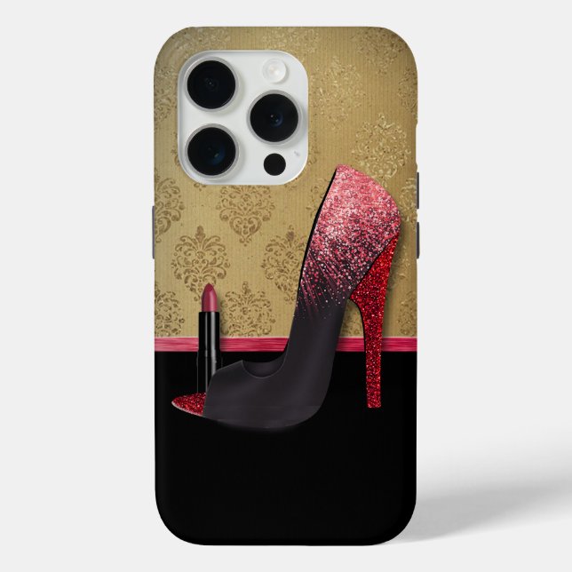 Stylish Glitter Heels & Lipstick Case-Mate iPhone Case (Back)