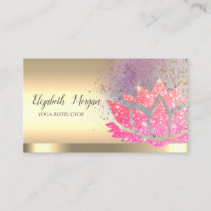 Stylish Glitter Lotus Flower Gold Yoga Instructor  Business Card