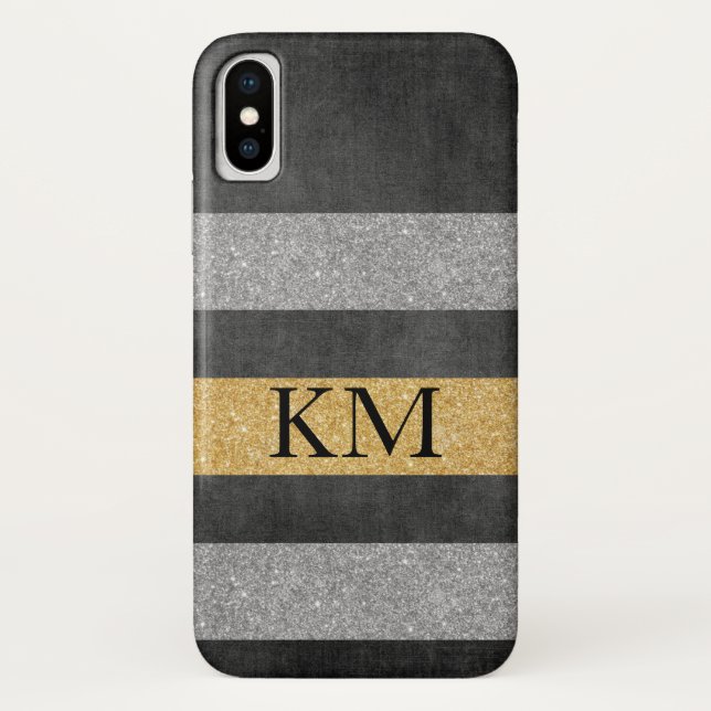 Stylish Glitter with Monogram Case-Mate iPhone Case (Back)