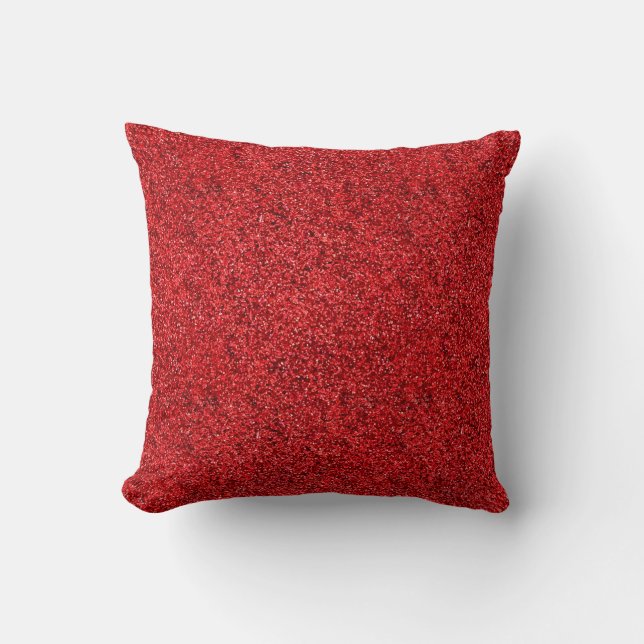 Stylish Glitzy Red Sequin Sparkles Throw Pillow (Front)