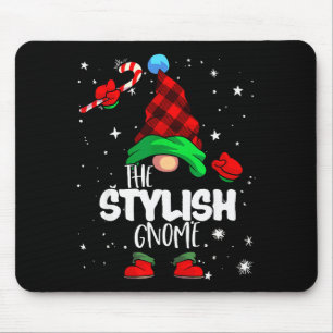 Stylish Gnome Red Buffalo Plaid Matching Family Ch Mouse Pad