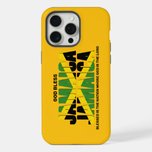 Stylish GOD BLESS JAMAICA JAMAICA Flag iPhone 15 Pro Max Case