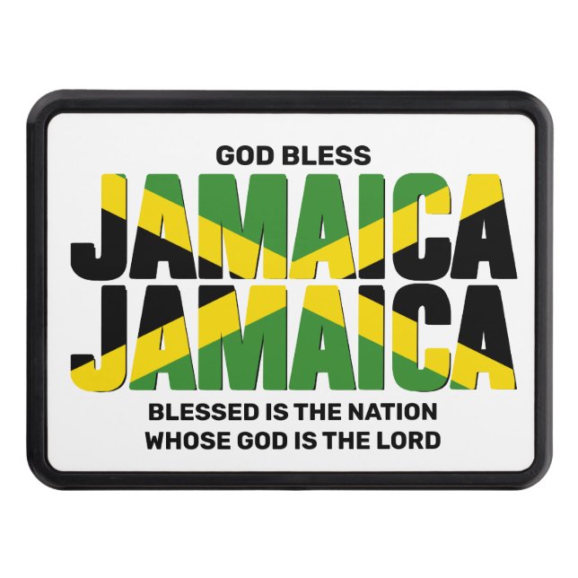 Stylish GOD BLESS JAMAICA JAMAICA Flag Trailer Hitch Cover (Front)