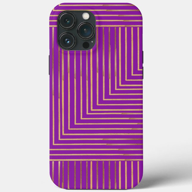 Stylish Gold and purple Stripes Flaunt pattern Case-Mate iPhone Case (Back)