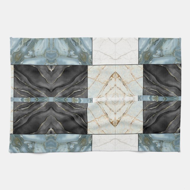 Stylish Gold black and white Marble pattern Kitchen Towel (Horizontal)