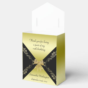 Stylish Gold & Black Decorative Bow Birthday Favor Box