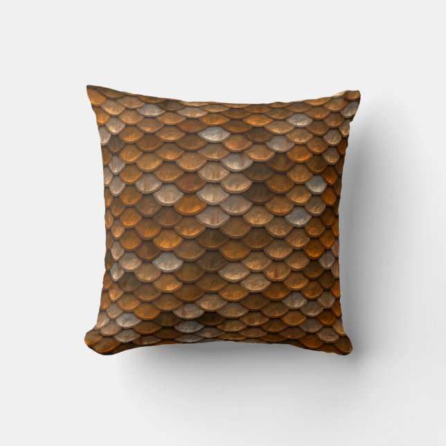 Stylish Gold Bronze Metallic Pattern Throw Pillow (Front)