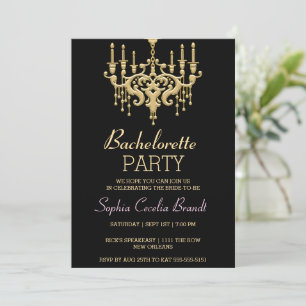 Stylish Gold Chandelier  Party Invitation