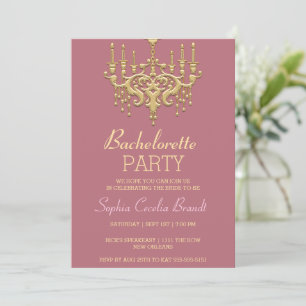 Stylish Gold Chandelier  Party Invitation