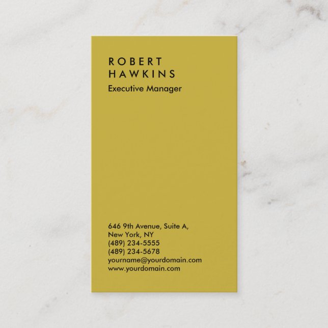 Stylish gold colour professional plain manager business card (Front)