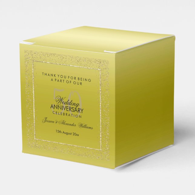 Stylish Gold Confetti 50th Wedding Thank You  Favor Box (Front Side)