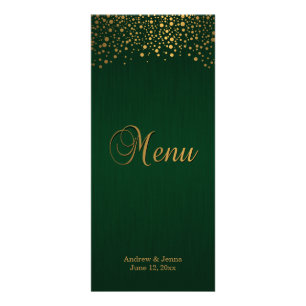 Stylish Gold Confetti Dots   Dark Green - Menu
