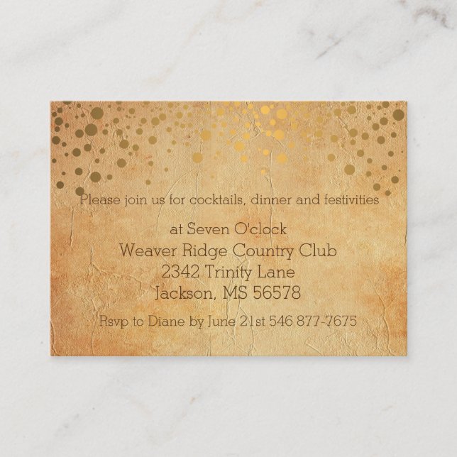 Stylish Gold Confetti Dots | Vintage Texture Enclosure Card (Front)