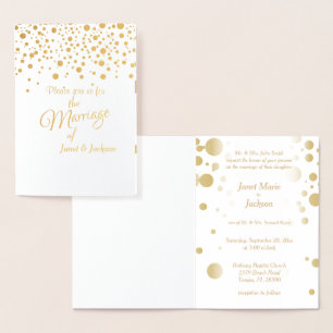 Stylish Gold Confetti Dots White Background Foil Card