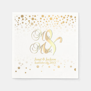 Stylish Gold Confetti Dots White Background Napkin