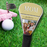 Stylish Gold Custom MOM Name Photo Golf Head Cover<br><div class="desc">This stylish design features custom two-tone MOM and lovely typography for her first name along with a favourite photo. Perfect as mother's day gifts,  birthday,  Christmas or just because. Any design questions or special requests,  just a chat or an email: charmdesignstudio@rcn.com and we'll be happy to assist.</div>