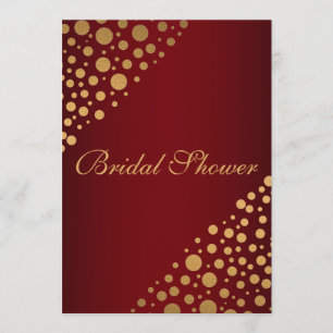 Stylish Gold Dots Bridal Shower Invitation   Red