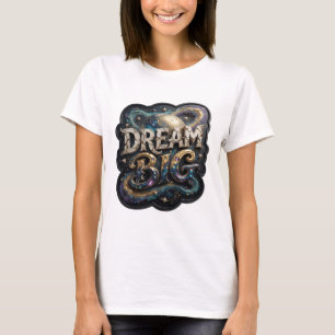 Stylish Gold DREAM BIG Print T-Shirt