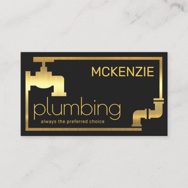 Stylish Gold Faucet Piping Frame Business Card (Front)
