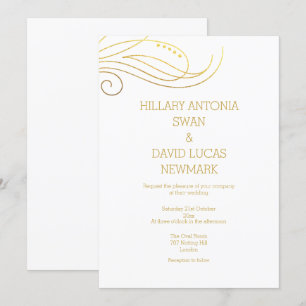 Stylish Gold Flourish Wedding Invitation