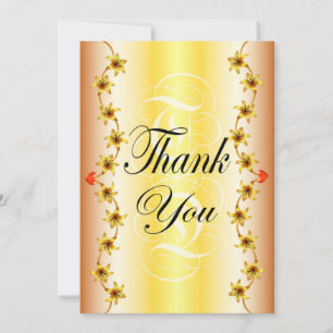 Stylish gold flower calligraphy thank you