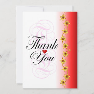 Stylish gold flower in red calligraphy thank you