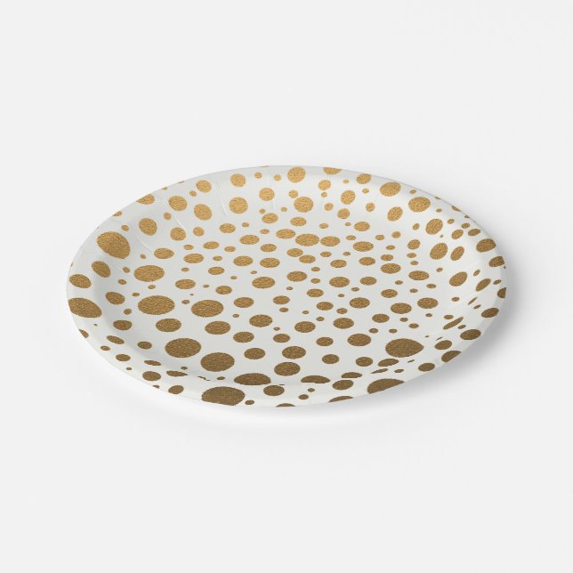Stylish Gold Foil Confetti Dots Paper Plate (Angled)
