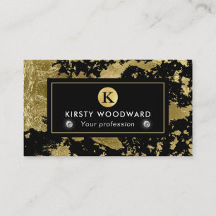 Stylish Gold Foil Flakes on Black Background Business Card