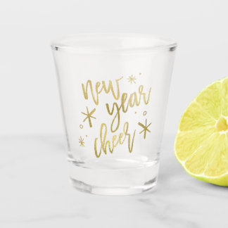 Stylish Gold Foil New Year Cheer Shot Glass