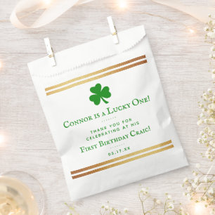 Stylish Gold Foil St. Patrick's Day 1st Birthday Favour Bag
